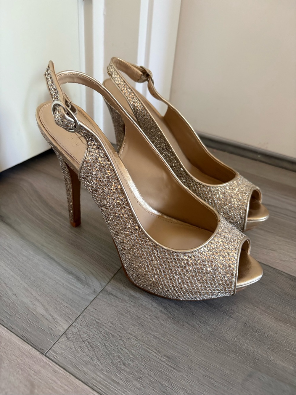 ALDO SLINGBACK GLITTER HEELS - Picture 2 of 8